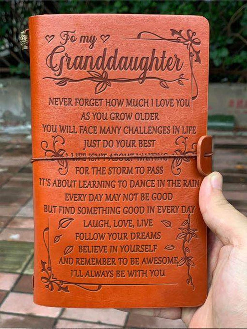 bouti1583 Grandma to Granddaughter Leather Journal - Laugh - Love - Live 7.88"x4.7"Writing Notebook - Embossed Vintage Refillable Writing Journal for Christmas,Birthdays - Image 2